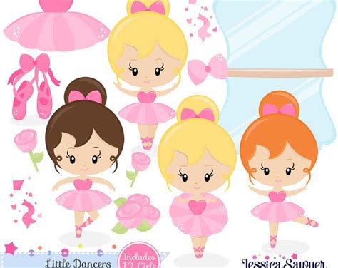 Ballerinas And Tutus Purple Glitter Clipart With Cute Characters