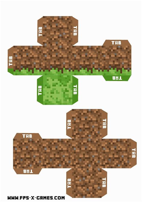 Minecraft Printable Grass And Dirt Block For The Enderman Mount