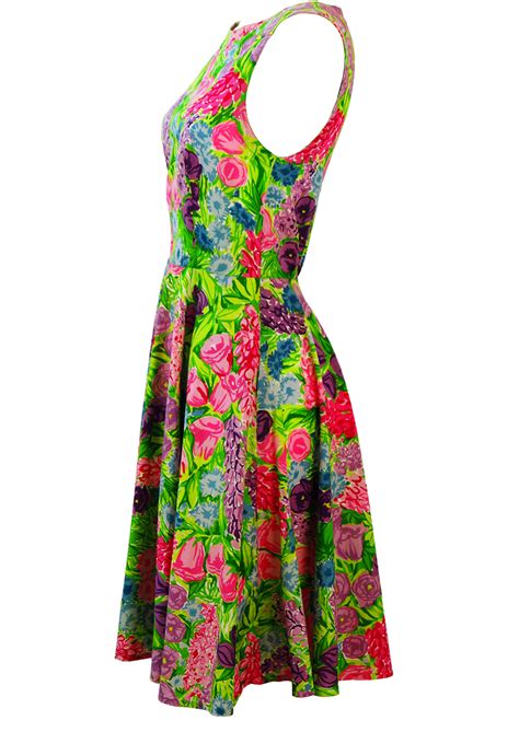 Maybe you would like to learn more about one of these? Bright Green Flare Dress with Pink & Purple Floral Print ...