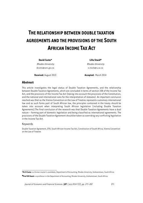 Government has certain right and responsibility upon citizen of india. (PDF) The relationship between Double Taxation Agreements ...