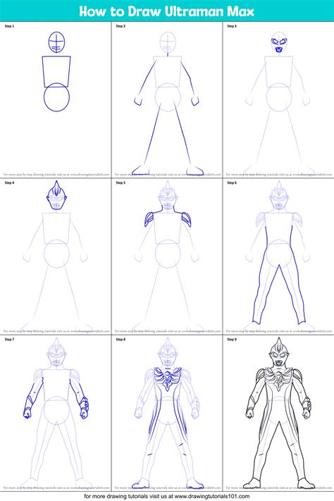 How To Draw Ultraman Max Printable Step By Step Drawing Sheet My Xxx