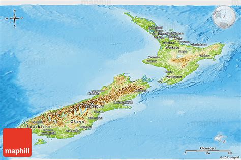 Neuseeland Physik Karte