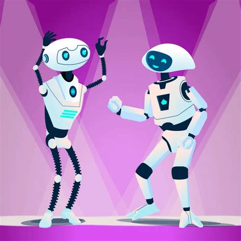 Vector De Dibujos Animados Los Robots Bailando El Robot — Vector De