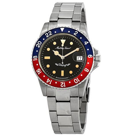 Mathey-Tissot Rolly Vintage Automatic Blue and Red Bezel Men's Watch