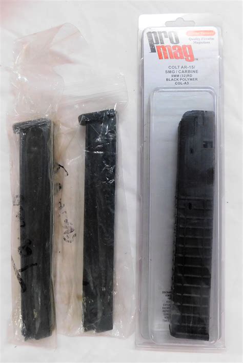 Lot Detail 3 Pro Mag Colt Ar 15 32 Round 9mm Magazines Smg Carbine