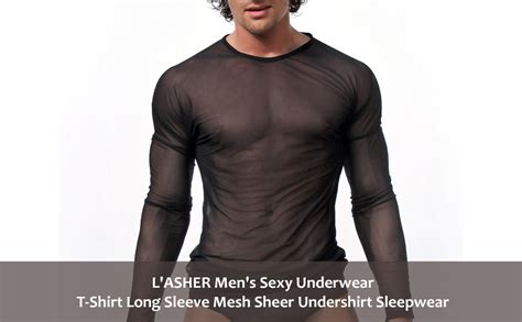 l asher men s sexy underwear t shirt long sleeve mesh sheer undershirt sleepwear at amazon men s