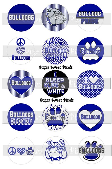 Instant Download Blue Bulldogs School Mascot 1 Inch Circle Etsy