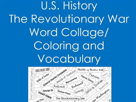Us History The Revolutionary War Word Collage Coloring Social