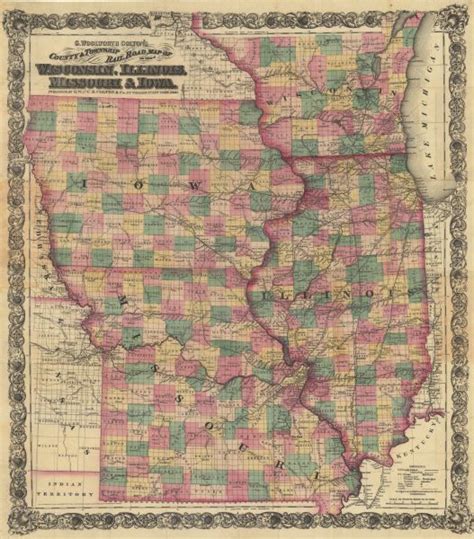 G Woolworth Coltons County And Township Rail Road Map Of