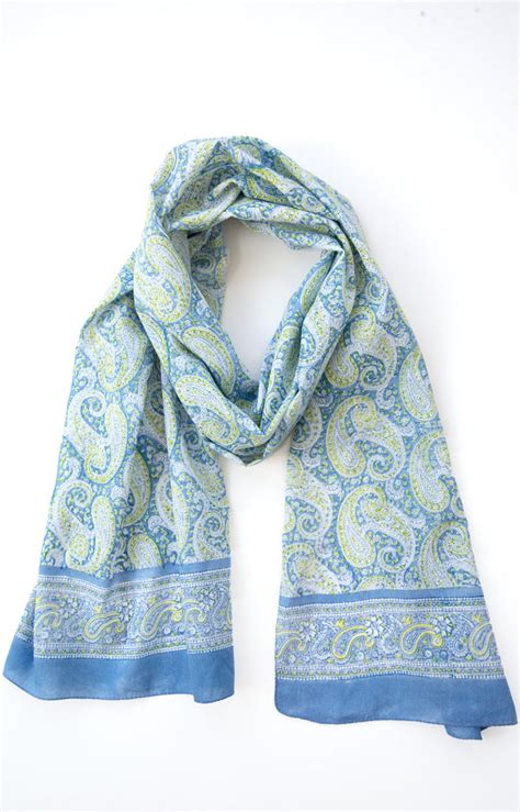 Anokhi Usa Scarf In Blue Paisley