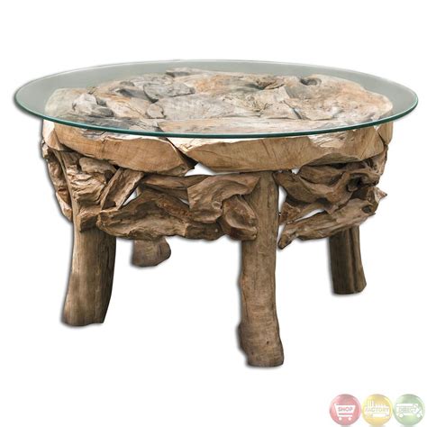 We have a ton of coastal coffee tables in vintage, contemporary, rustic, and modern coastal themes. Teak Root Glass Top Beach House Coffee Table 25619 | Round ...