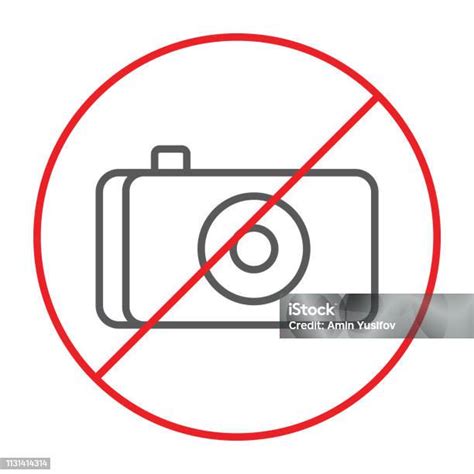 No Photo Thin Line Icon Prohibited And Ban No Camera Sign Vector