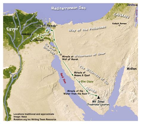 Map Of The Israelites Journey In The Wilderness