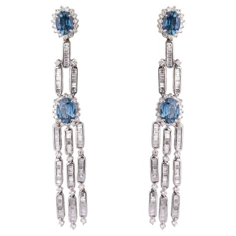 diamond blue sapphire earring for sale at 1stdibs