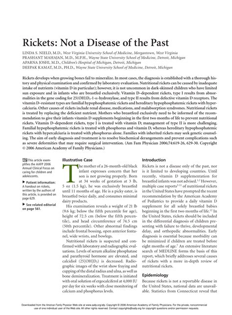 Pdf Rickets Not A Disease Of The Past