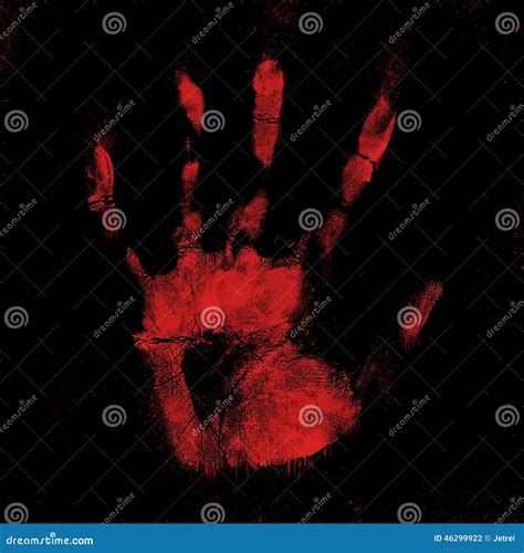 Scary Bloody Hand Print On Black Background Stock Illustration Image
