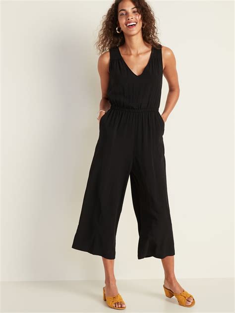 waist defined cropped wide leg jumpsuit for women old navy jumpsuits for women wide leg