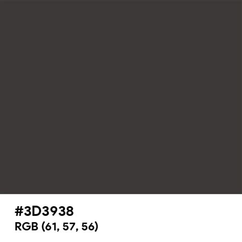 Smoky Black Color Hex Code Is 3d3938
