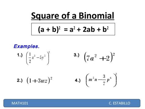Square Of A Binomial Example Slidesharedocs