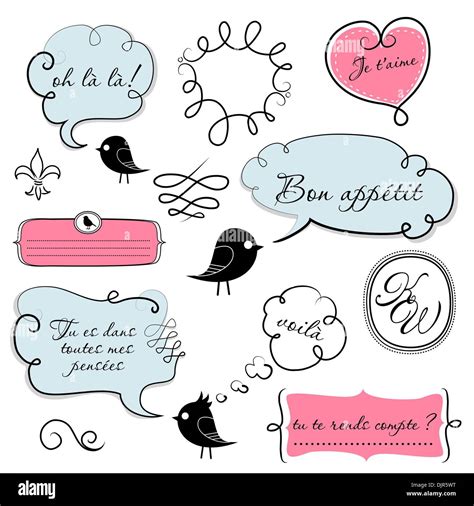 speech bubbles set in french style stock vector image and art alamy