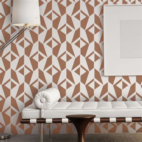 Wall Stencil Geometric Allover Pattern Jacqueline For Room Diy Decor