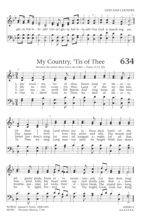 Baptist Hymnal 1991 634 My Country Tis Of Thee Hymnary Org