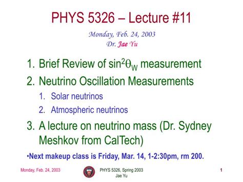 Ppt Phys 5326 Lecture 11 Powerpoint Presentation Free Download