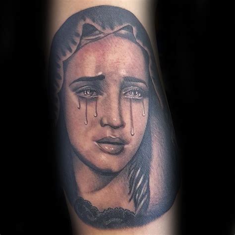 Portrait Style Colored Crying Woman Tattoo Tattooimagesbiz