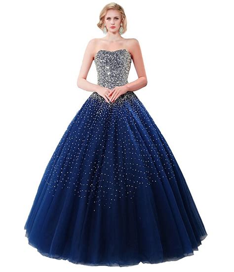 Quiz navy blue white crochet lace v neck party wedding long maxi dress 20. 2016 Long Sequined Navy Blue Ball Gown Wedding Dresses ...