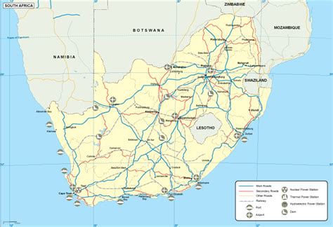 South Africa Transportation Map Eps Illustrator Map Vector Maps