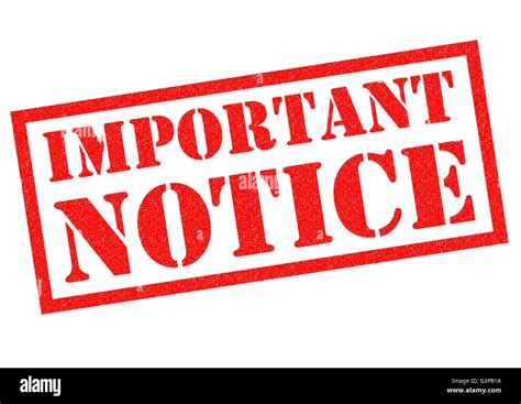 Important Notice Red Rubber Stamp Over A White Background Stock Photo