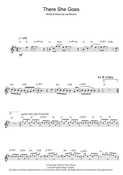 The La's - There She Goes sheet music