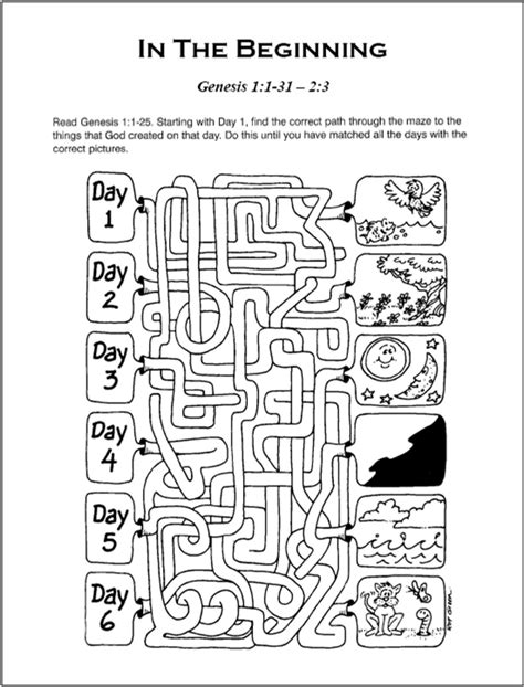 Bible Activity Sheets For Elementary Sheet