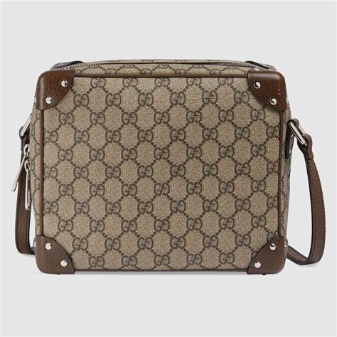 Gucci Unisex Gg Shoulder Bag Leather Details Gg Supreme Canvas Lulux