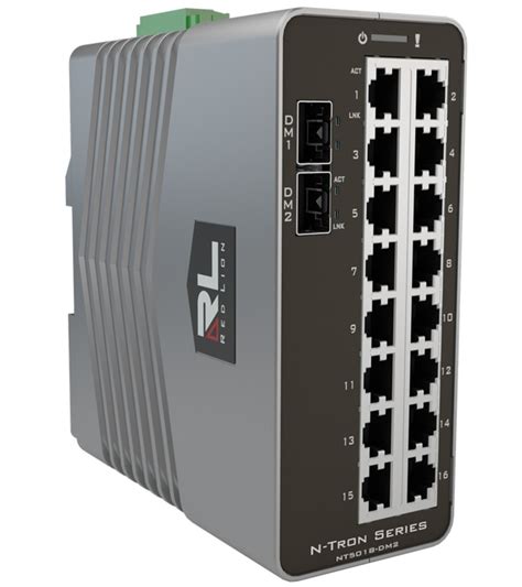 Red Lion N Tron Nt 5018 Dm2 0000 18 Port Gigabit Ethernet Switch 2 Sfp