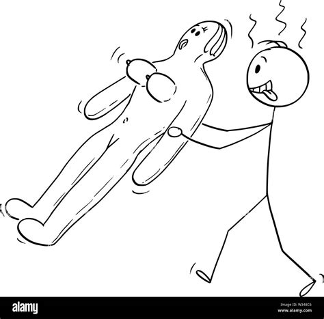 Vector Cartoon Stick Figure Drawing Conceptual Illustration Of Sex Starved Horny Or Randy Man