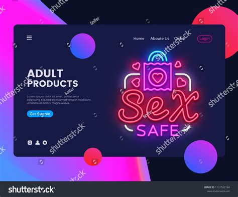 vektor stok sex safe neon creative website template tanpa royalti 1131532184 shutterstock