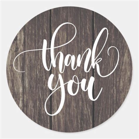 Rustic Thank You Brown Wood Country Wedding Classic Round Sticker