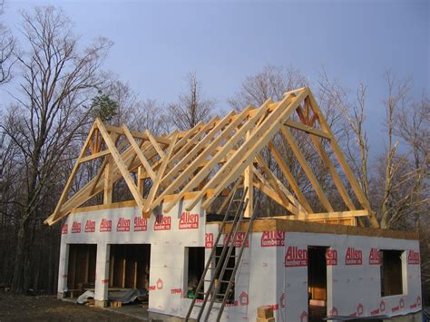 (lengthening scarf joints and lap joints are also used.) diagonal bracing is used to prevent racking of the structure. Timber Frame Studio Apartment over Garage