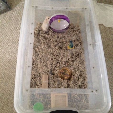 Diy Hamster Cage Made From Large Plastic Bin Much More Affordable Than A Large Aquarium