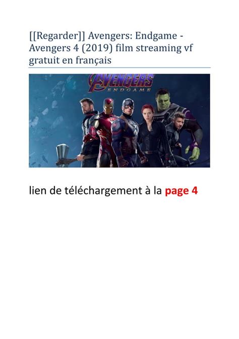 Avengers Endgame Avengers 4 2019 Film Streaming Vf Gratuit Pdf