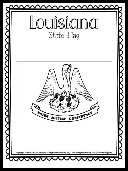 Louisiana State Flag Coloring Page Free Printable The Art Kit
