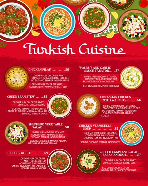 Turkish Cuisine Restaurant Meals Menu Vector Page 11865158 Vector Art