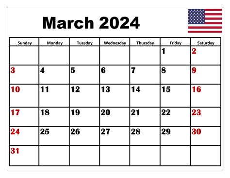 2024 March Calendar With Holidays Printable Full Year Calendar
