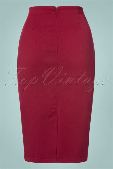 50s Paula Pencil Skirt In Red