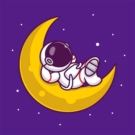 Premium Vector Cute Astronaut Sleeping On The Moon Cartoon Icon