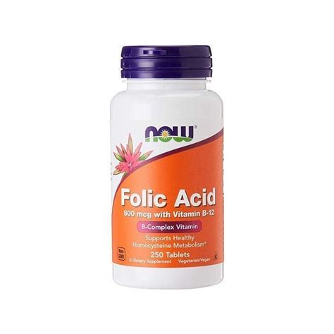 Now Foods Folic Acid 800 Mcg Vitamine B 12 250 Tabs à Prix Pas Cher