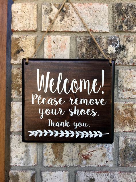 Painted Wood Signs Wooden Signs Shoes Off Sign Remove Shoes Sign