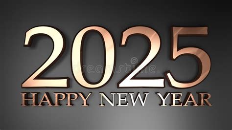 2025 Happy New Year Copper Write On Black Background 3d Rendering