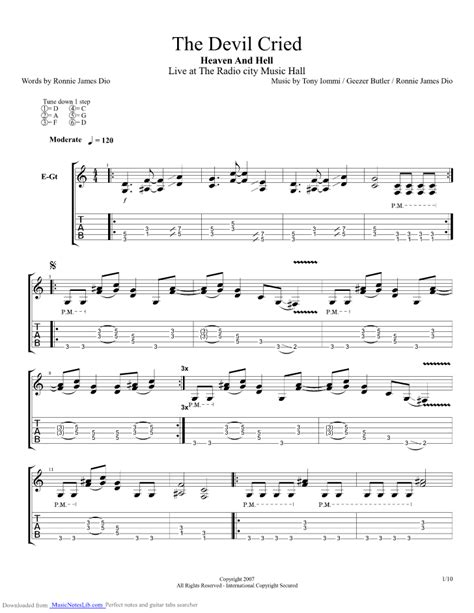 The Devil Cried Guitar Pro Tab By Heaven And Hell Musicnoteslib